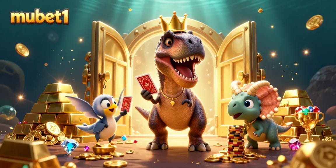 Join the fun at mubet1 with vibrant 3D characters engaging in thrilling card games and stacking chips!