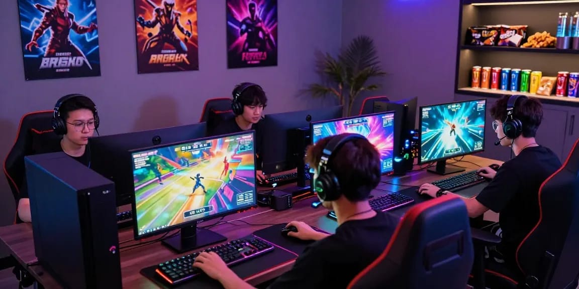 Engaged gamers at sv88m7.com in a vibrant online gaming environment