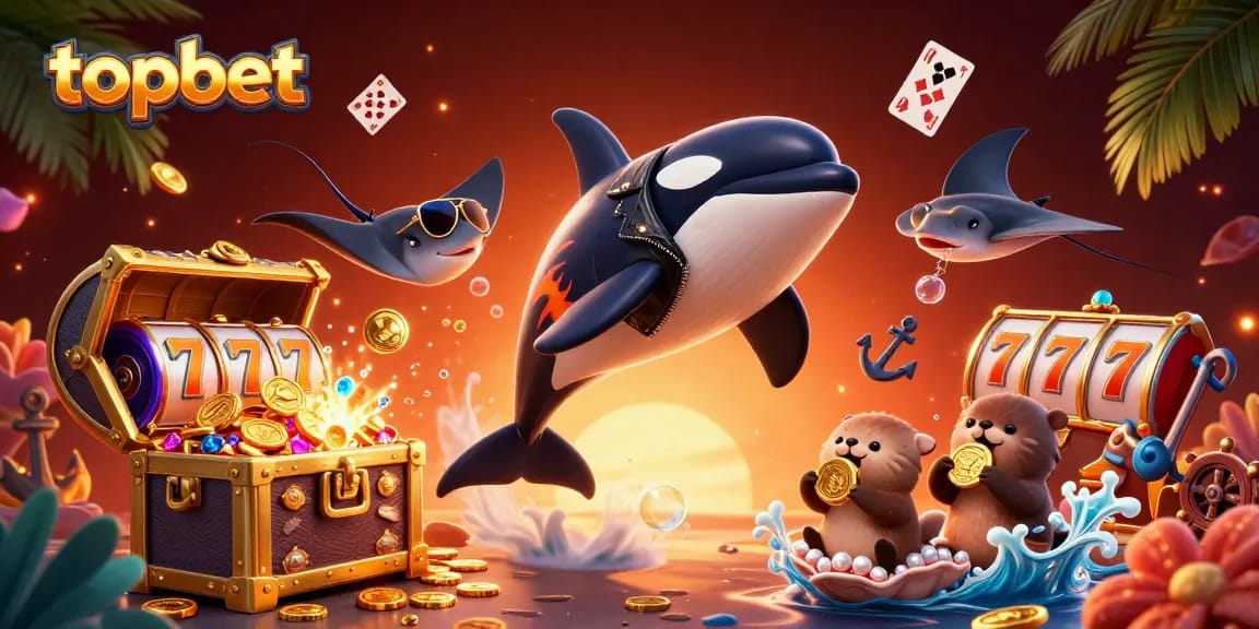 Bet big with topbet in this vibrant underwater casino scene filled with action and excitement.