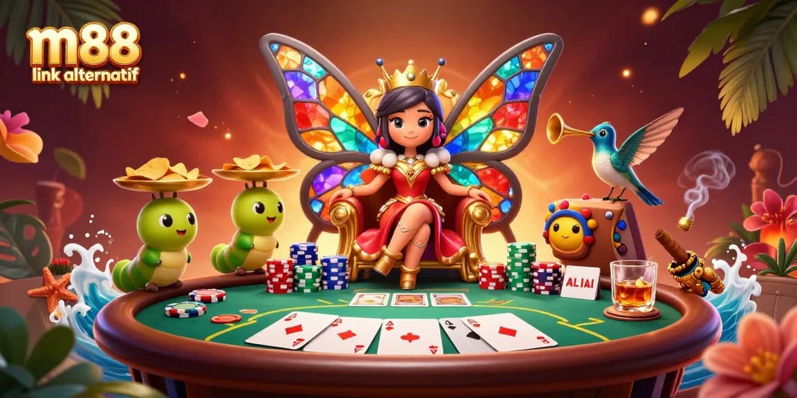 Engage in thrilling gambling experiences with m88 link alternatif in this vibrant casino-themed illustration.