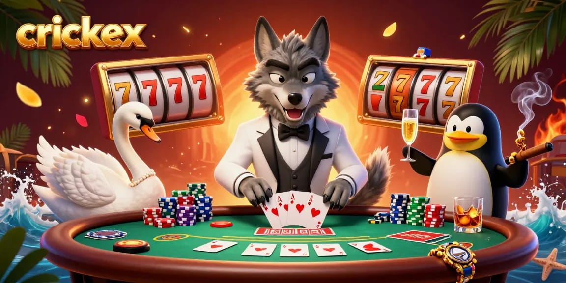 Experience thrilling gaming action with Crickex, featuring vibrant characters and dynamic gambling elements.