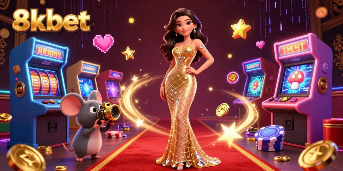 Experience thrilling gaming action at 8xbet with dynamic scenes of slots and casino elements.