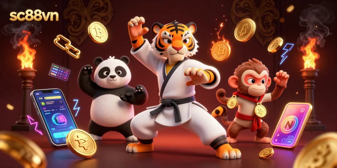Engage in thrilling gaming with SC88VN as the panda learns to master the crane stance and a monkey snatches the golden medal.