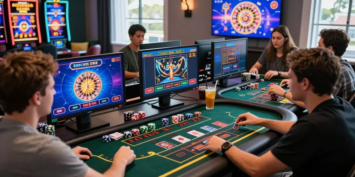 Engaging online gaming experience at red88m7.com with players enjoying casino games in a vibrant virtual setting.