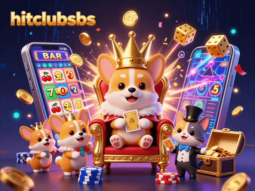 Experience the thrilling jackpot action at hitclubsbs with corgis and a slot machine explosion.