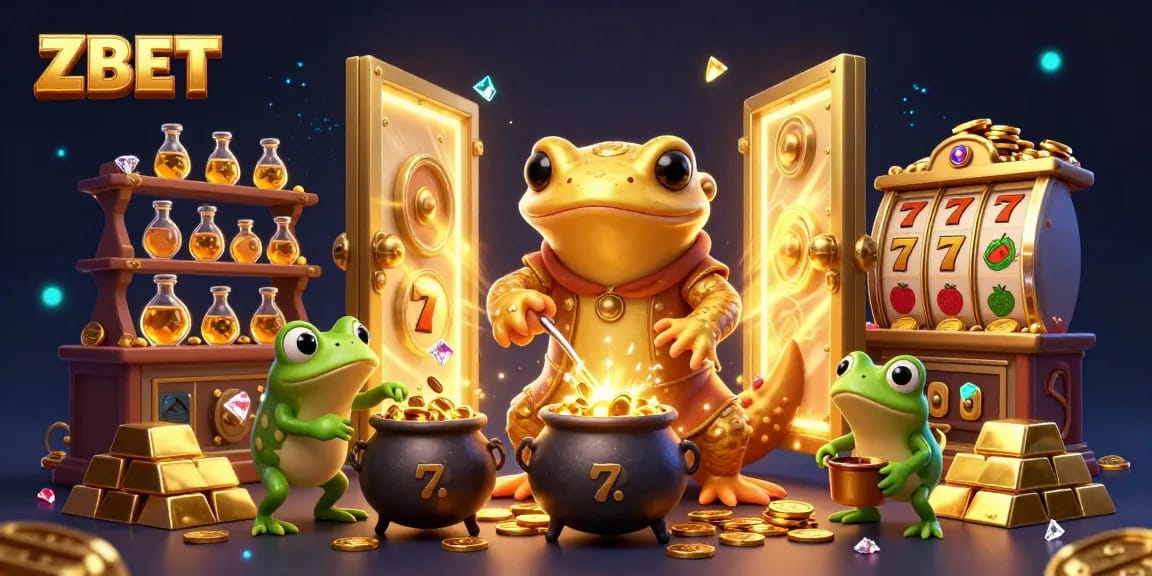 ZBET brings excitement through a dynamic scene with a golden salamander alchemist and immersive slots.