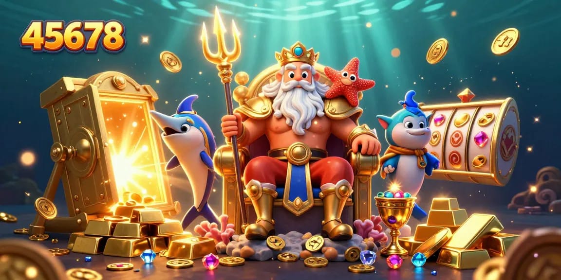 Experience the thrilling action of 45678 with Neptune and treasures in a vibrant casino setting
