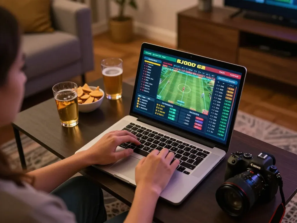 Engaging online sports betting scene showing MM88 PRESS in action with real-time odds on laptop.