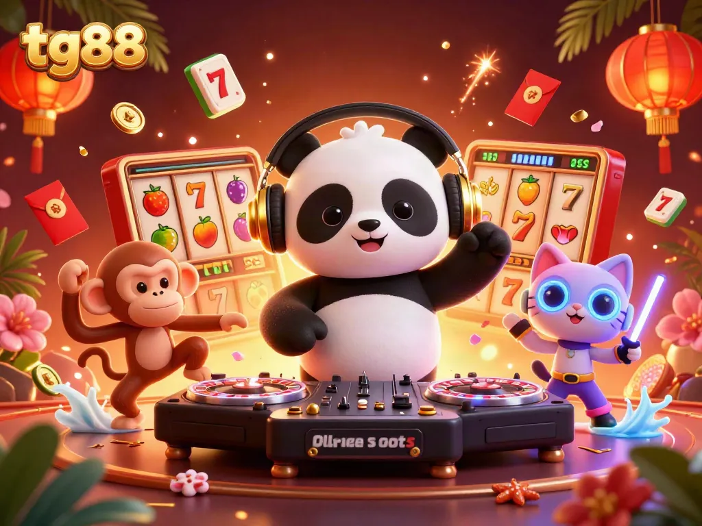Experience the excitement of tg88 casino with dynamic characters and vibrant gaming elements in a lively scene.