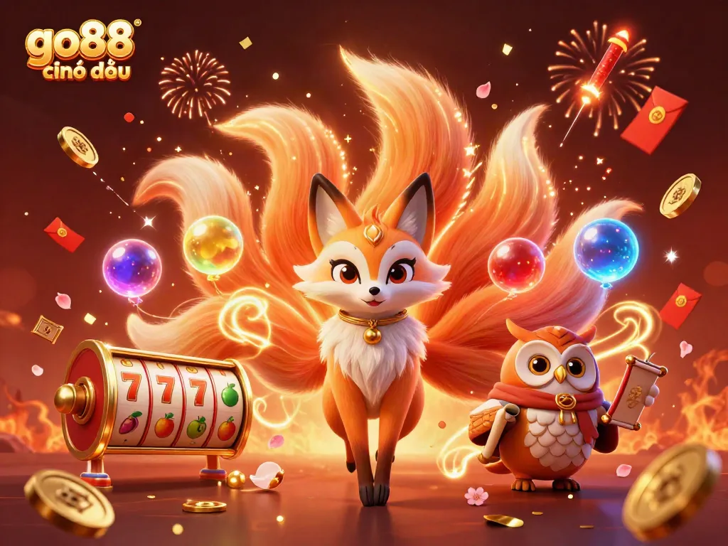 Engage with go88 chính thức in a vibrant casino scene featuring an illuminated fox spirit and stunning game elements.