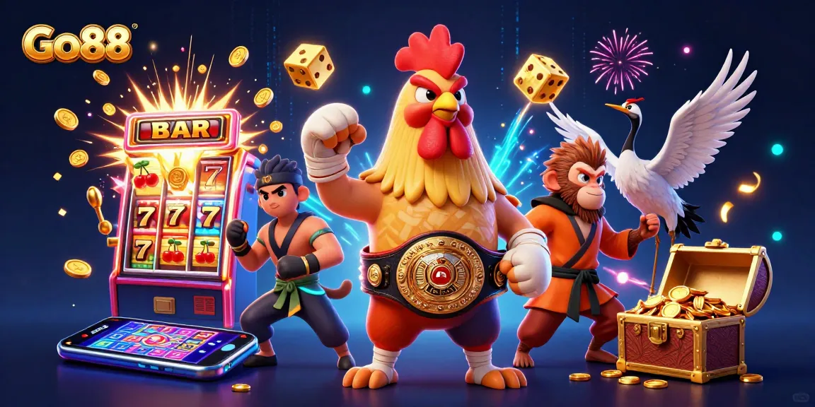 Experience Go88's vibrant gaming world with exciting characters and jackpot elements.
