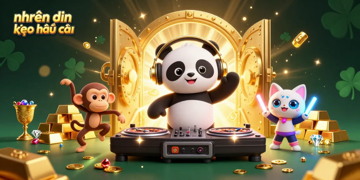 Engage with nhận định kèo nhà cái at a lively casino scene featuring a DJ panda, a dancing monkey, and a kitten with glow sticks.