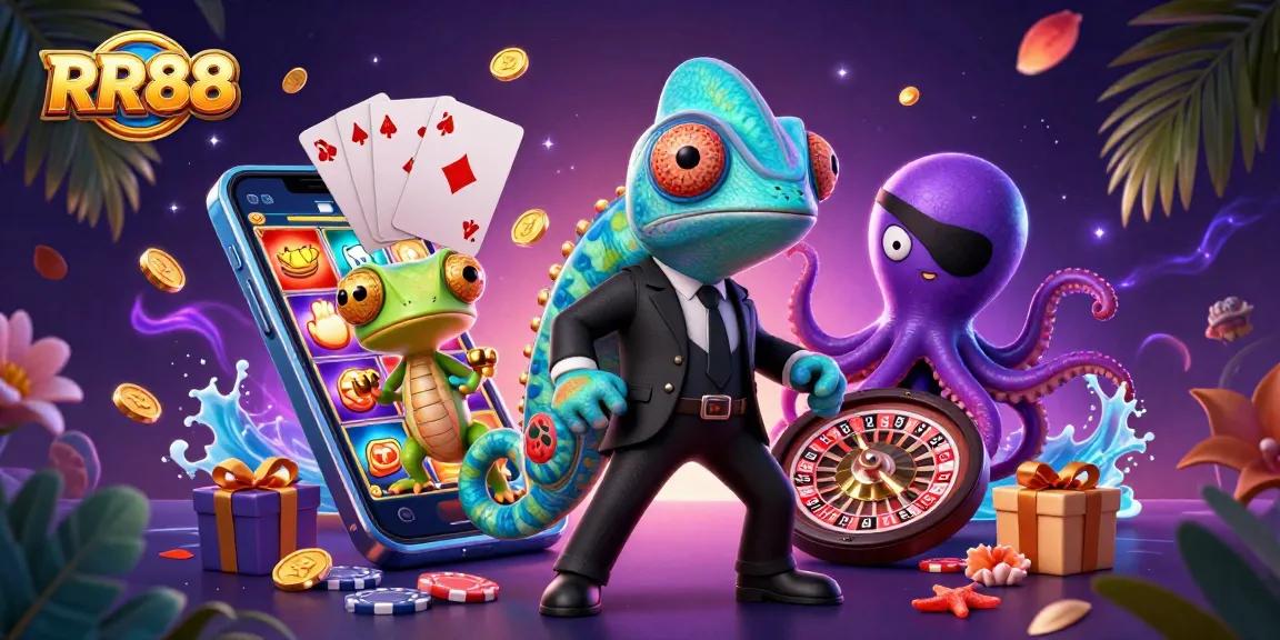 Experience thrilling moments at RR88 with vibrant games, golden coins, and dynamic characters.