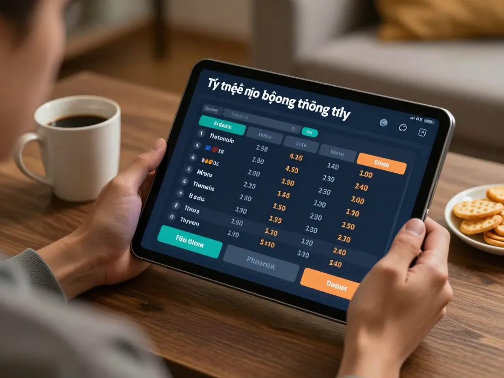 Engaging atmosphere showcasing tỷ lệ kèo bóng đá hôm nay on a tablet during sports betting session