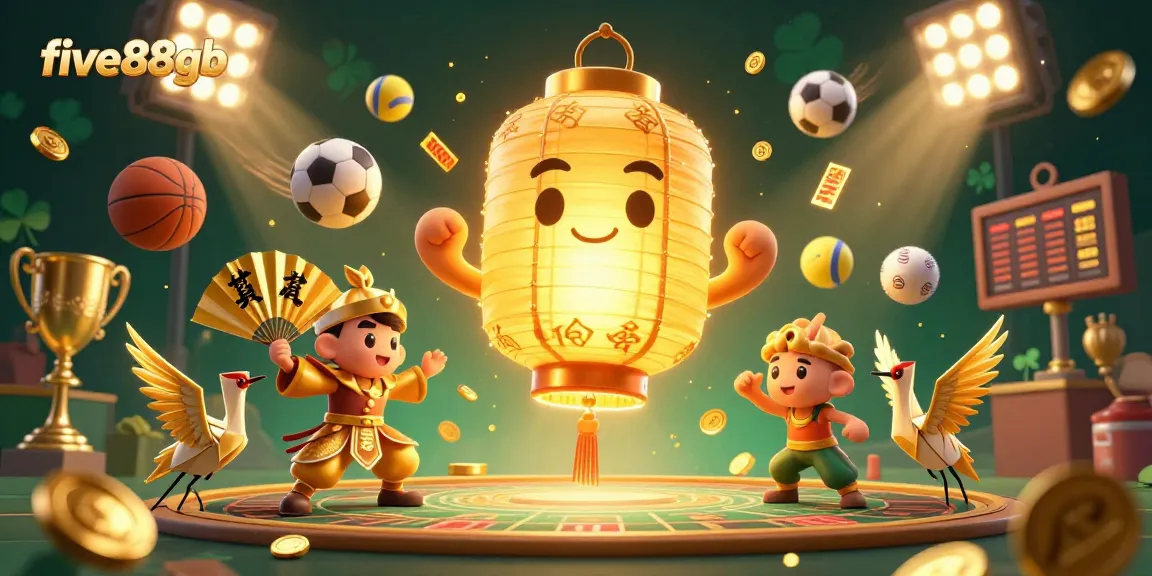 Experience thrilling gaming with five88gb at a dynamic casino event showcasing lucky symbols and vibrant sports elements.