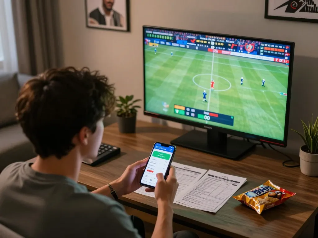 Engaging in live sports betting on 33winvn app during an exciting match.