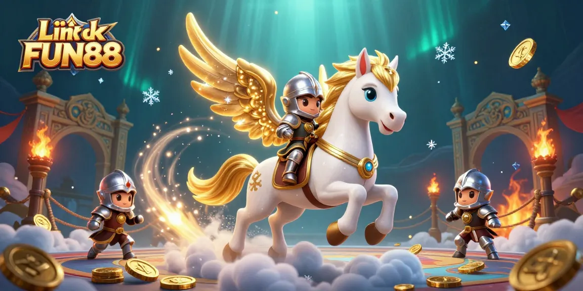 Engage in thrilling gambling adventures with Link chính thức FUN88, featuring a dynamic 3D casino scene.
