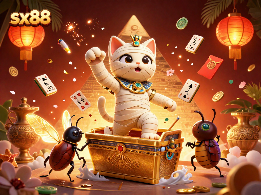 Engage in thrilling gameplay with sx88 in this vibrant casino scene featuring lucky elements and animated characters.