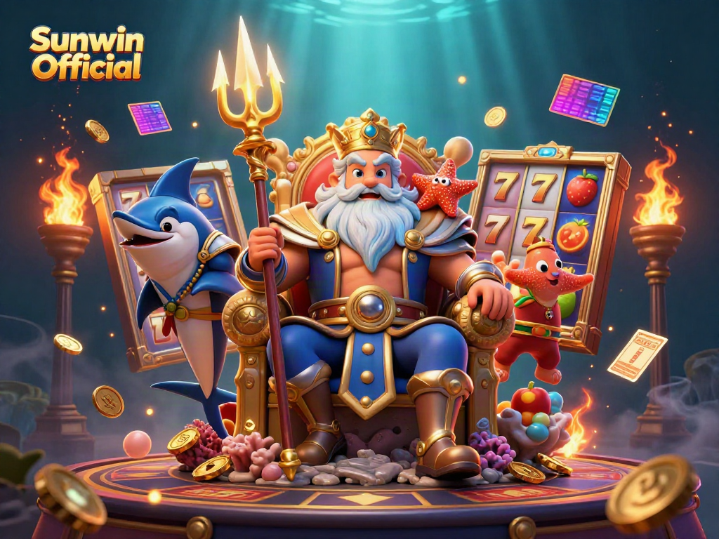 Engage with thrilling slots at Sunwin Official, featuring dynamic 3D casino characters and vibrant elements.