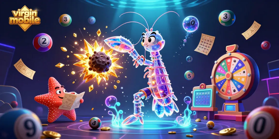 Experience thrilling gaming at virgin-mobile with an action scene of a mantis shrimp in a casino explosion.