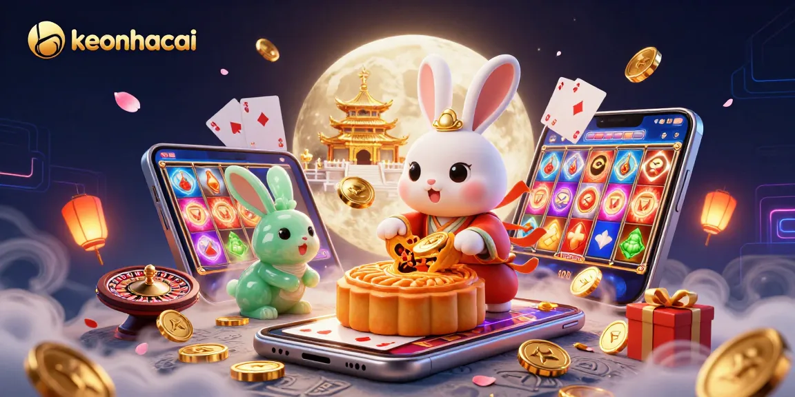 Engage with keonhacai as a 3D moon rabbit creates golden mooncakes filled with poker chips.