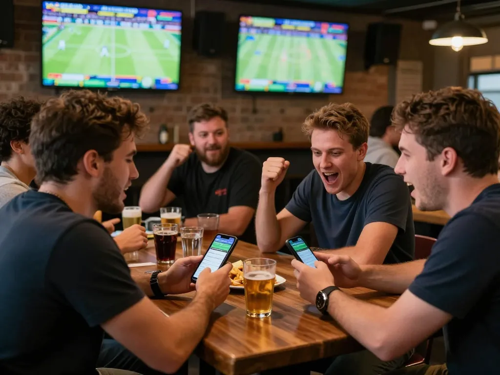 Nowgoal enhances your sports betting experience with friends in a lively bar full of excitement