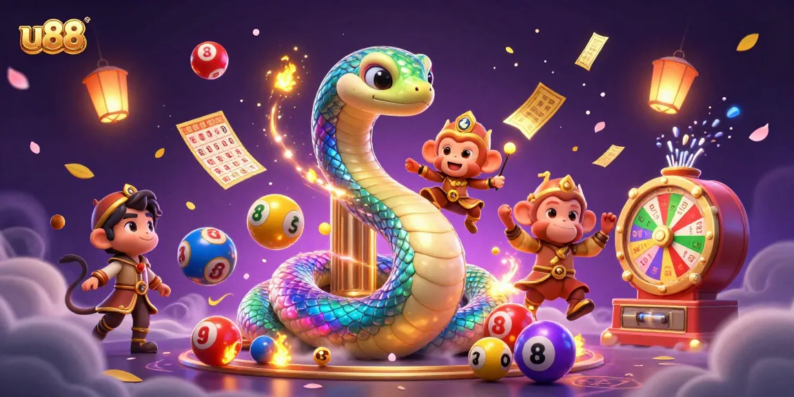 Win big with u88 at the animated lottery and bingo in this vibrant casino illustration.