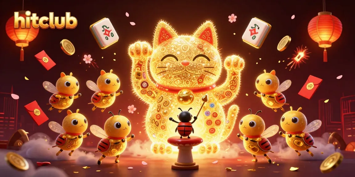 Experience engaging wins at hitclub with dynamic casino elements and a lucky cat illustration.