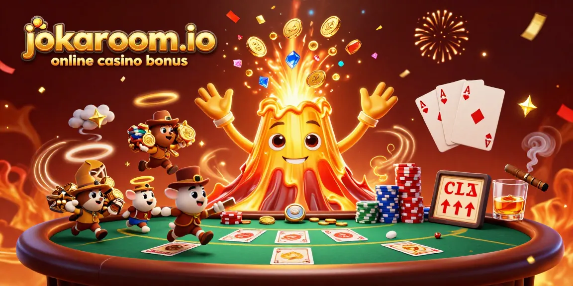 Experience the excitement of jokaroom.io online casino bonus with our vibrant casino illustration showcasing treasure and gaming elements.
