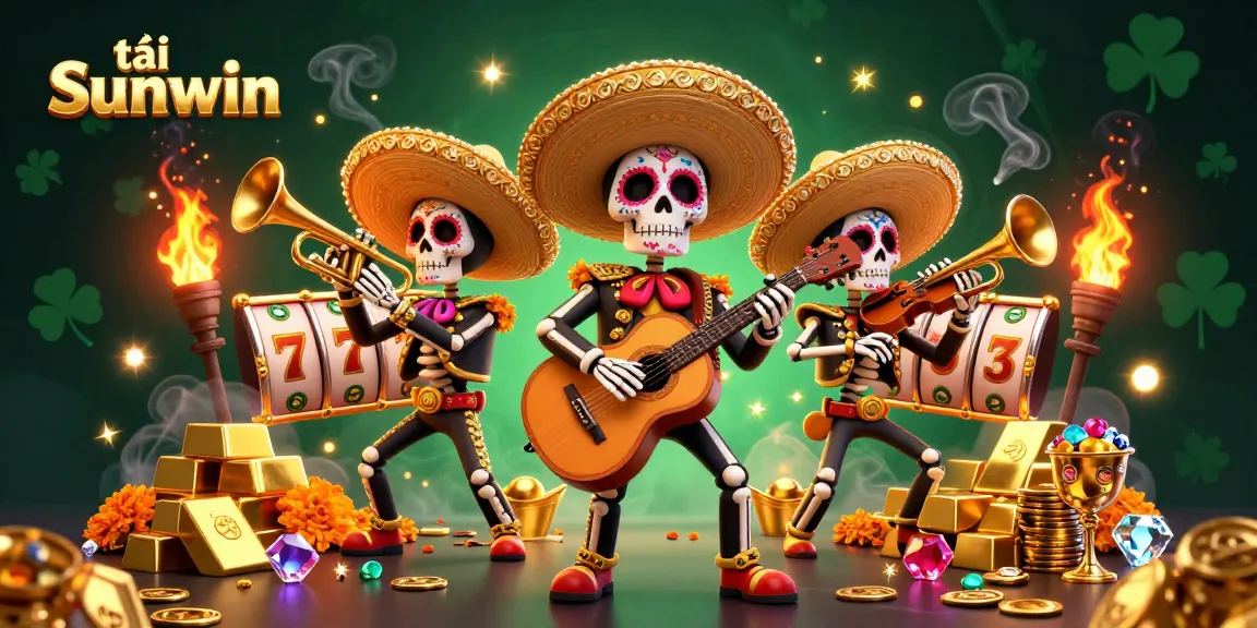 Experience exciting wins while playing at tải Sunwin with vibrant 3D mariachi characters and jackpot elements.