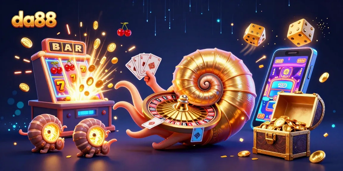 Play thrilling da88 casino games featuring a giant nautilus roulette wheel and golden treasures.