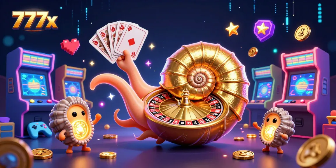Play games with 777x using a giant nautilus roulette wheel and glowing ammonites.
